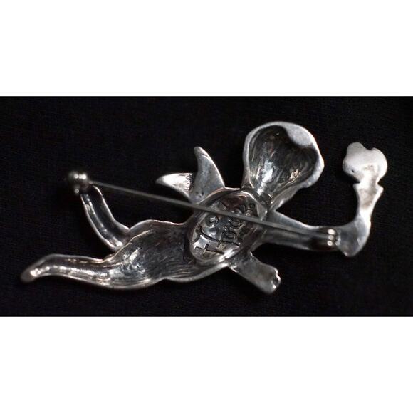 T Foree Hunsicker Sterling Angel with Torch Cherub Brooch - Picture 4 of 5